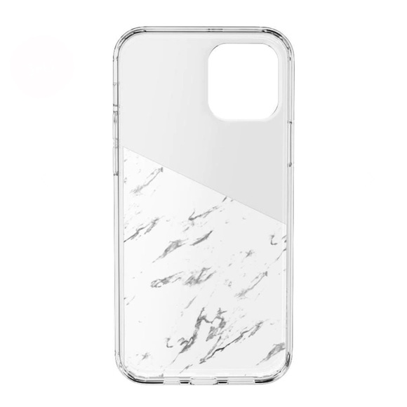 CASELY | Let's Split | Half White Clear Marble Clear Case | iPhone 12 / 12 Pro - Picture 3 of 9